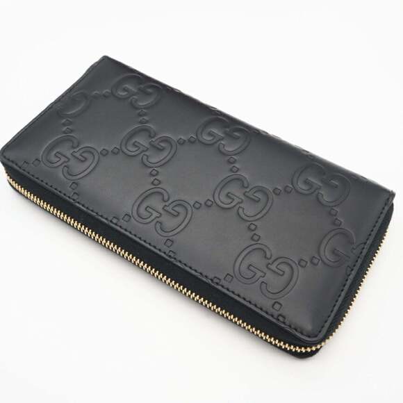 GUCCI GG Leather Zip-Around Wallet 795176 Black Men's Long